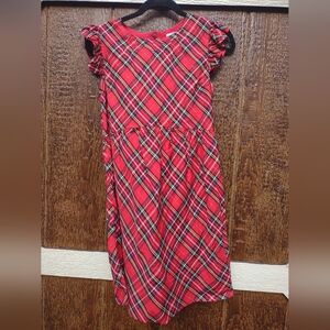 Vineyard Vines Red Plaid Ruffled Cap Sleeves Dress Girls Size 16